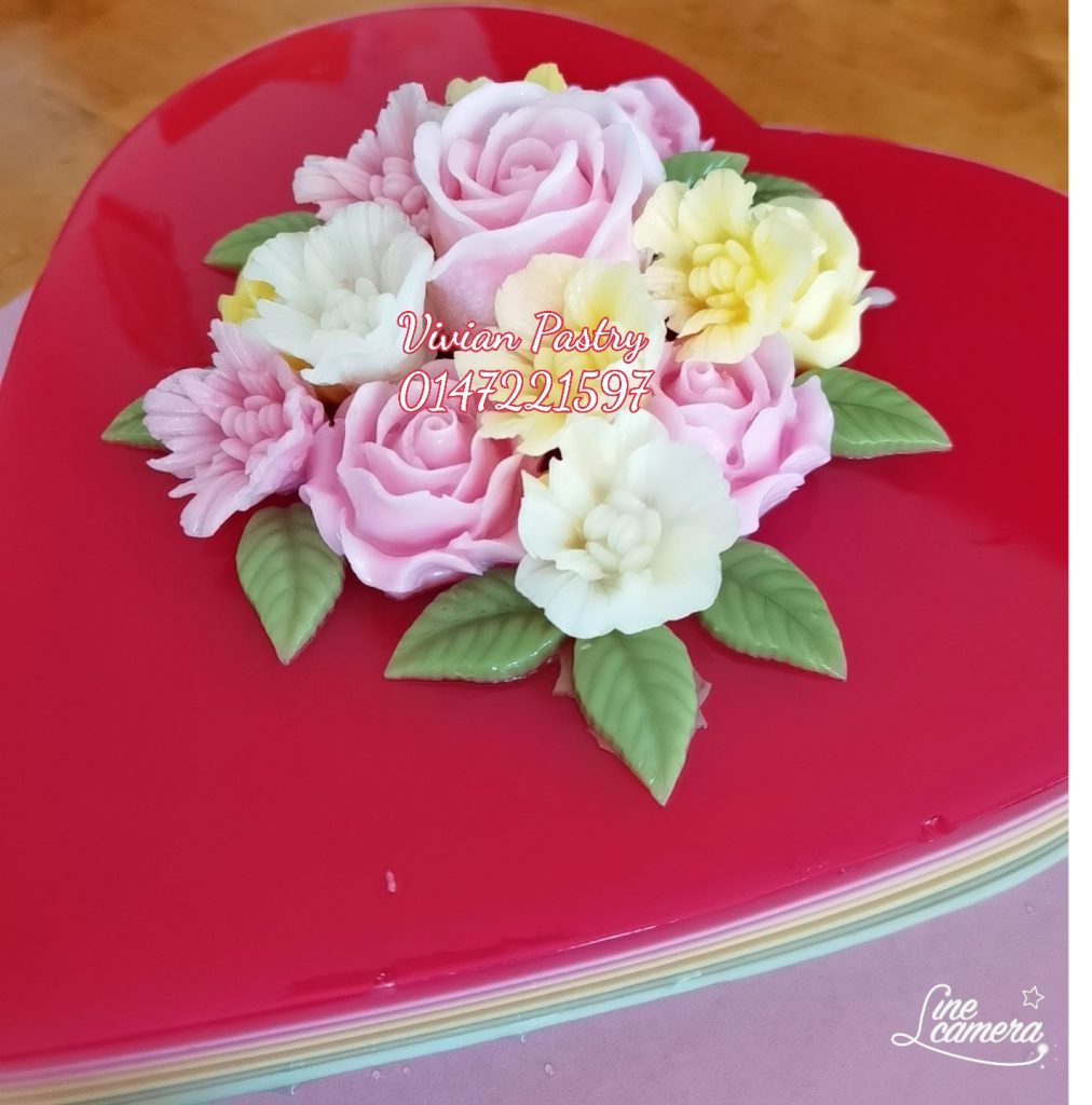 Flowers Love Shape Jelly Cake